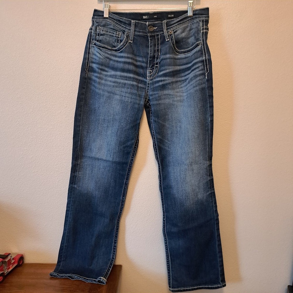 BKE Jake Straight Leg Jeans Mens 33x30 Medium Wash Thick Stitch Denim